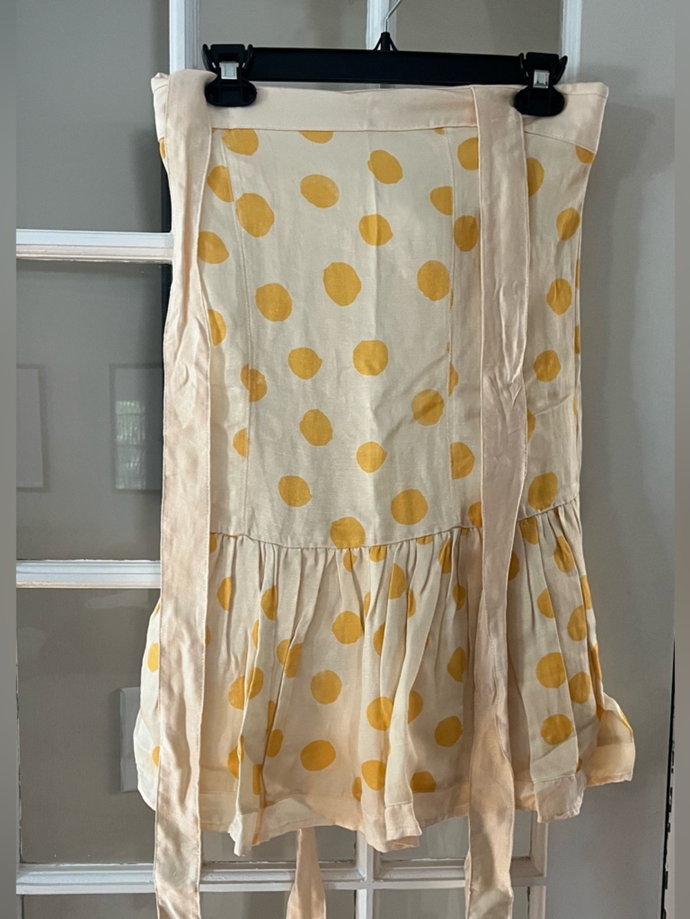 Agua Bendita Cream and Yellow Polka Tie-Shoulder Mini Dress